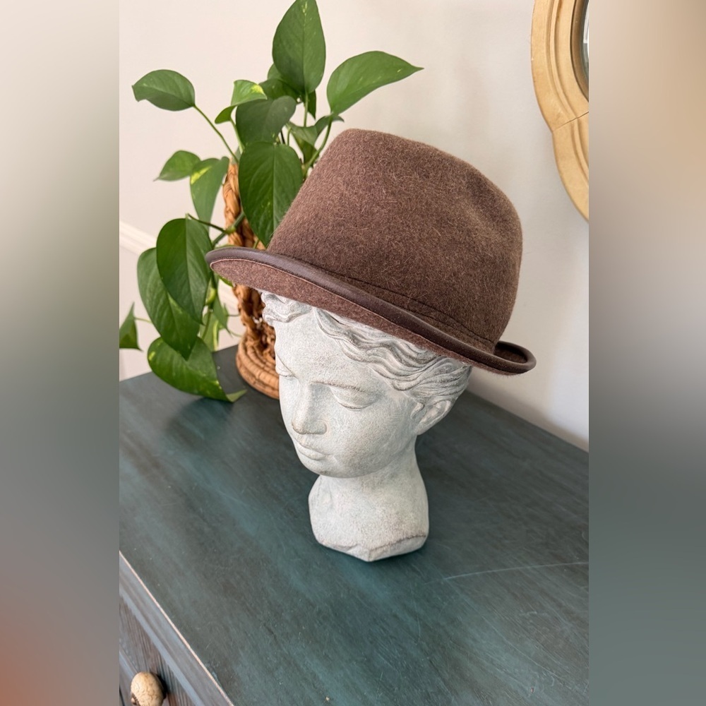 Vintage Brown Felt Fedora Hat Cha Cha’s House of Ill Repute.